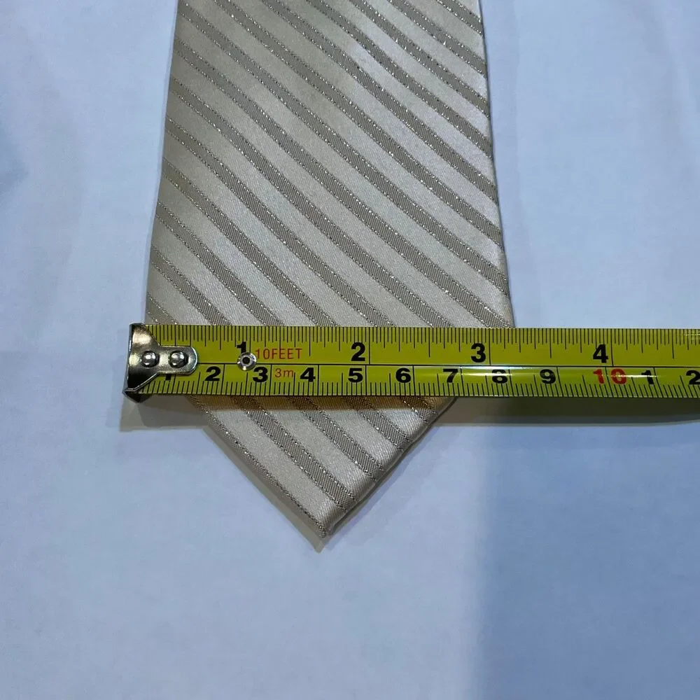 Stafford Signature Men's Long 61” Neck Tie gold sparkle 97% Silk Holiday tie